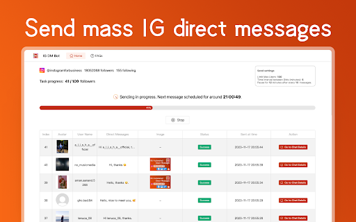 IG DM Bot igdmbot.net  from Chrome web store to be run with OffiDocs Chromium online