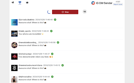 IG DM Sender  from Chrome web store to be run with OffiDocs Chromium online