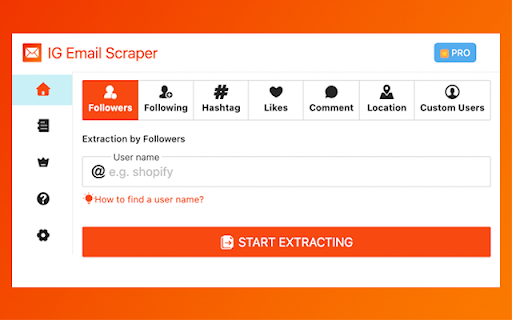 IG Email Scraper Extractor for Instagram  from Chrome web store to be run with OffiDocs Chromium online