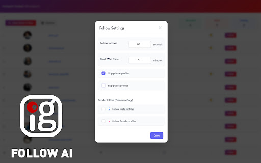 IGFollow AI Auto Follow  from Chrome web store to be run with OffiDocs Chromium online