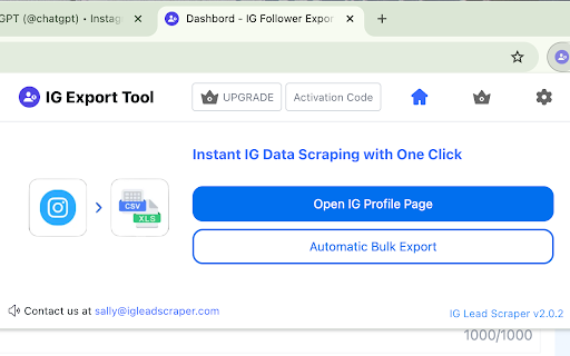 IG Follower Export Tool IG Lead Scraper  from Chrome web store to be run with OffiDocs Chromium online