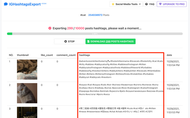 IGHastagsExport Export Instagram Hashtags  from Chrome web store to be run with OffiDocs Chromium online