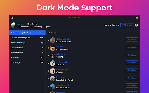 IG Tracker IG Follower  Unfollower Tracker  from Chrome web store to be run with OffiDocs Chromium online