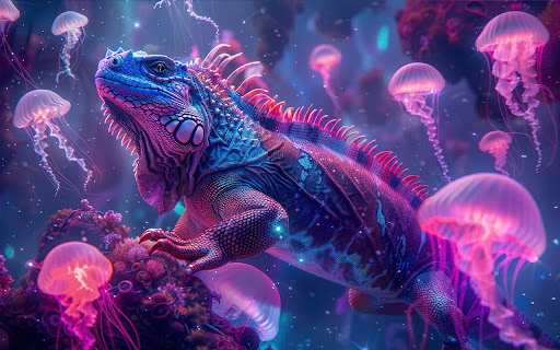 iguana with neon lights  from Chrome web store to be run with OffiDocs Chromium online