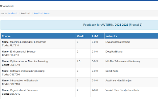 IITJ ERP Feedback Automation  from Chrome web store to be run with OffiDocs Chromium online