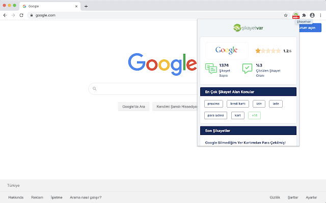 Şikayetvar  from Chrome web store to be run with OffiDocs Chromium online