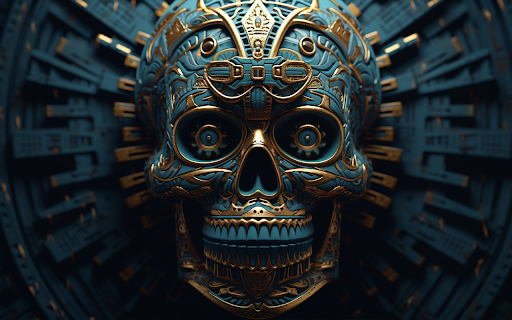 illustrated skull aztec style  from Chrome web store to be run with OffiDocs Chromium online