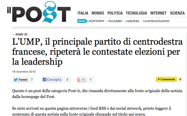 Il Post, vai alla notizia  from Chrome web store to be run with OffiDocs Chromium online