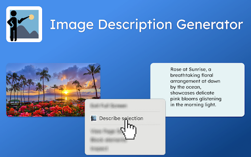 Image Description Generator  from Chrome web store to be run with OffiDocs Chromium online