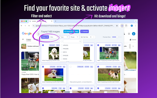 Image Downloader (Imagent)  from Chrome web store to be run with OffiDocs Chromium online