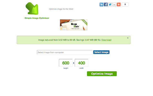 Image Optimizer for the Web  from Chrome web store to be run with OffiDocs Chromium online