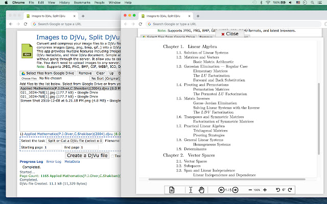 Images to DjVu, Split DjVu  from Chrome web store to be run with OffiDocs Chromium online