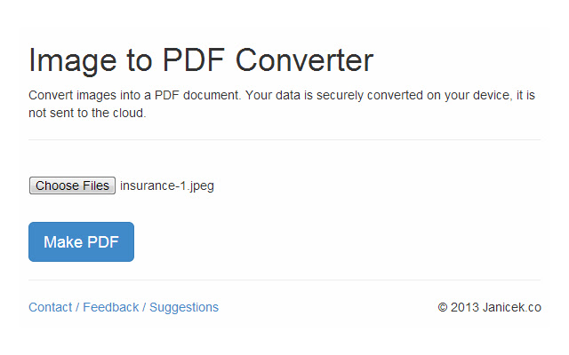 Image to PDF Converter  from Chrome web store to be run with OffiDocs Chromium online