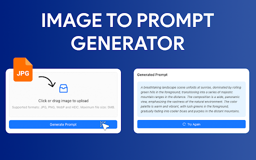 Image to Prompt Generator  from Chrome web store to be run with OffiDocs Chromium online