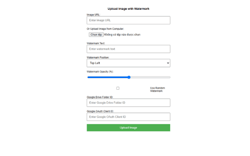 Image Uploader with Watermark  from Chrome web store to be run with OffiDocs Chromium online