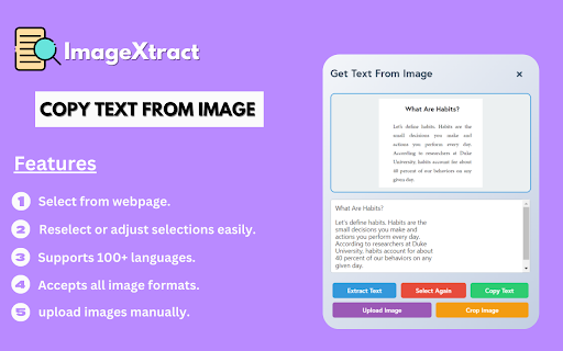 ImageXtract Copy Text from Image  from Chrome web store to be run with OffiDocs Chromium online