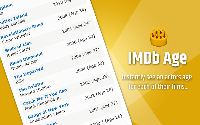 IMDb Age  from Chrome web store to be run with OffiDocs Chromium online