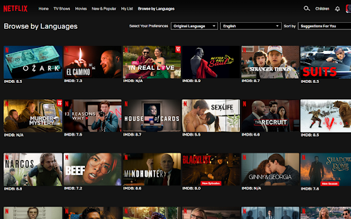 IMDB Rating in Netflix  from Chrome web store to be run with OffiDocs Chromium online