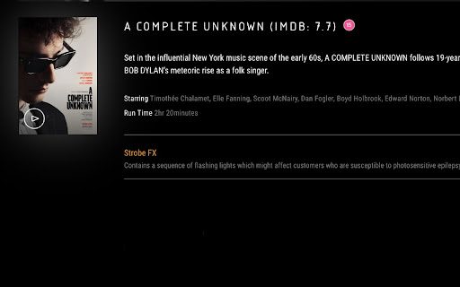 IMDB ratings for cinema listings  from Chrome web store to be run with OffiDocs Chromium online