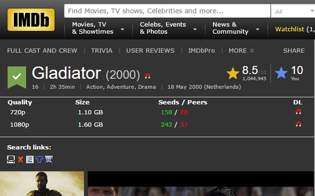 IMDB Torrent Search  from Chrome web store to be run with OffiDocs Chromium online