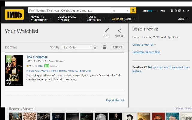 Imdb Watchlist Random Movie Generator de Chrome web store para ejecutarse con OffiDocs Chromium en línea