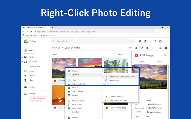 Img2Go Photo Editor  Image Converter  from Chrome web store to be run with OffiDocs Chromium online