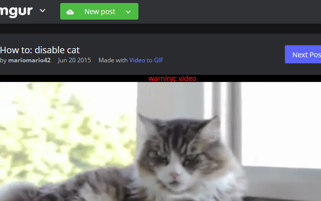 Imgur Gif/Webm Warnings  from Chrome web store to be run with OffiDocs Chromium online