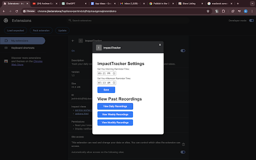 ImpactTracker  from Chrome web store to be run with OffiDocs Chromium online