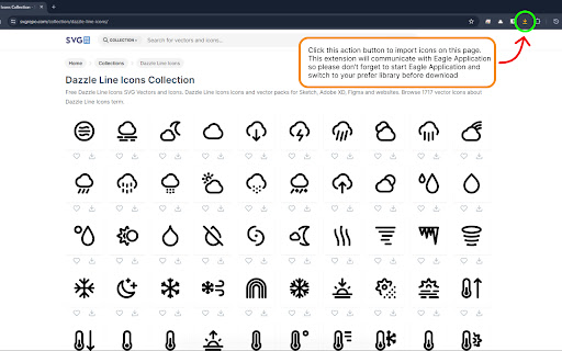 Import svgrepo to Eagle  from Chrome web store to be run with OffiDocs Chromium online