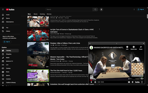 Improved YouTube Miniplayer  from Chrome web store to be run with OffiDocs Chromium online
