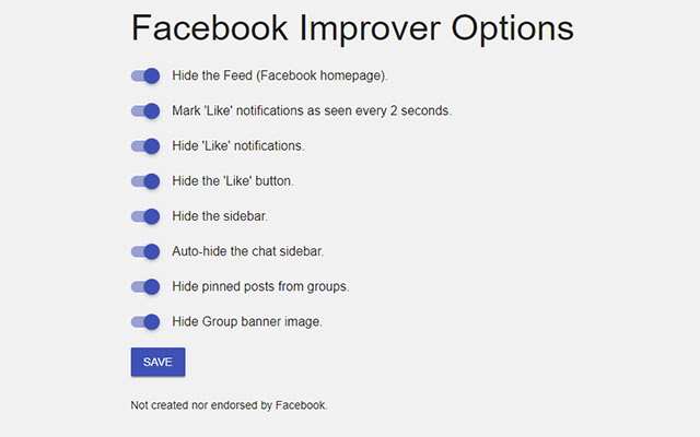 Improve your Facebook (by Lapzor)  from Chrome web store to be run with OffiDocs Chromium online