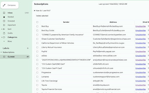 InboxCleaner  from Chrome web store to be run with OffiDocs Chromium online