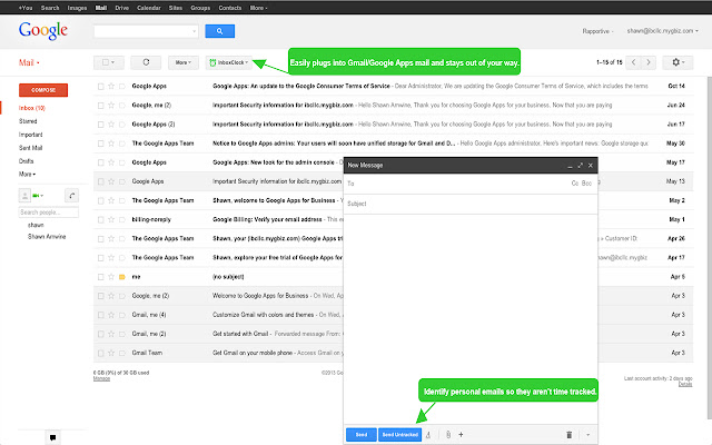 InboxClock  from Chrome web store to be run with OffiDocs Chromium online