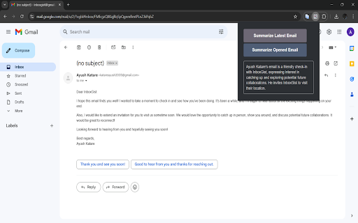 InboxGist Summarize any email with one click.  from Chrome web store to be run with OffiDocs Chromium online