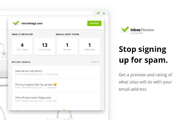 Inbox Preview by TrustedSite  from Chrome web store to be run with OffiDocs Chromium online