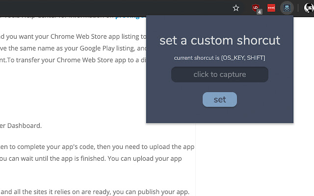 Incognito click shorcut  from Chrome web store to be run with OffiDocs Chromium online