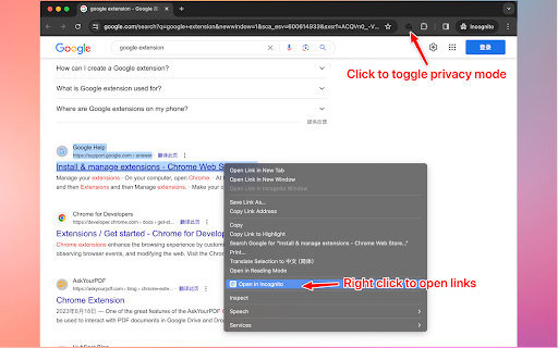 Incognito for Chrome  from Chrome web store to be run with OffiDocs Chromium online