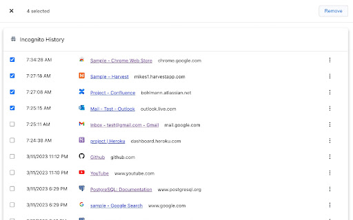Incognito History  from Chrome web store to be run with OffiDocs Chromium online