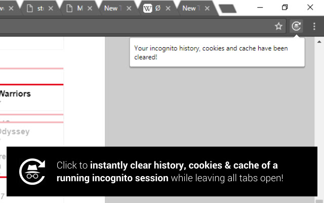 Incognito Mode Reset Button  from Chrome web store to be run with OffiDocs Chromium online