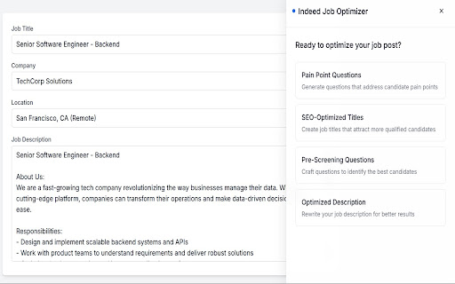 Indeed Job Optimizer  from Chrome web store to be run with OffiDocs Chromium online