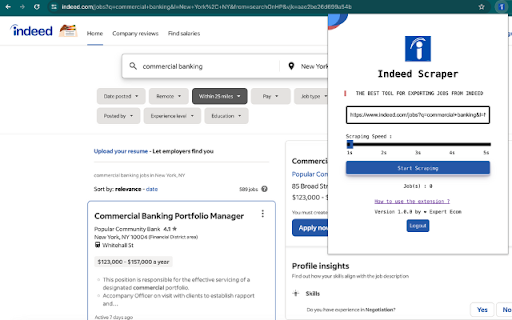 Indeed Scraper  from Chrome web store to be run with OffiDocs Chromium online