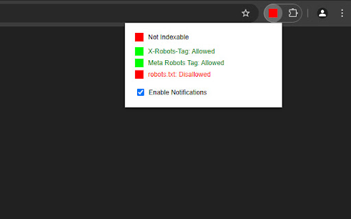 Indexability Checker  from Chrome web store to be run with OffiDocs Chromium online