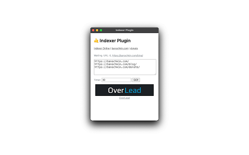 Indexer Plugin  from Chrome web store to be run with OffiDocs Chromium online