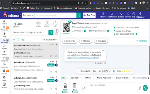 IndiaMart Lead Manager  from Chrome web store to be run with OffiDocs Chromium online