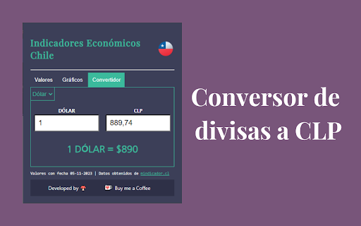 Indicadores Económicos Chile  from Chrome web store to be run with OffiDocs Chromium online
