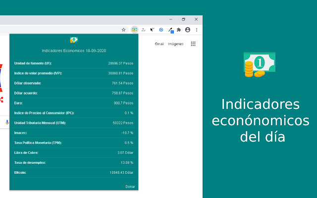 Indicadores Economicos  from Chrome web store to be run with OffiDocs Chromium online