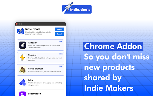 Indie.Deals  from Chrome web store to be run with OffiDocs Chromium online