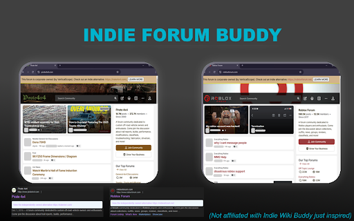 Indie Forum Buddy  from Chrome web store to be run with OffiDocs Chromium online