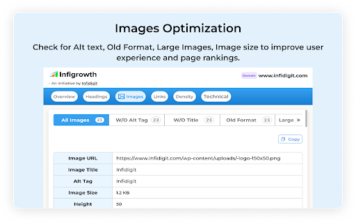 Infigrowth SEO Extension: Technical and On Page SEO  from Chrome web store to be run with OffiDocs Chromium online