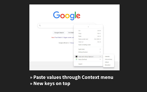 Infinity Clipboard  from Chrome web store to be run with OffiDocs Chromium online